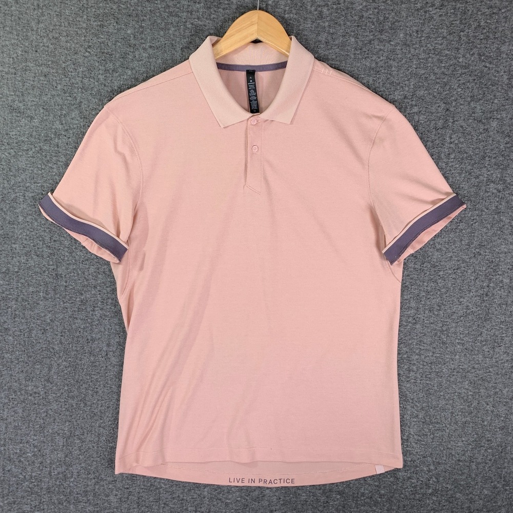 Lululemon Polo Men XL Pink Short Sleeve Performance Stretch Preppy Modern